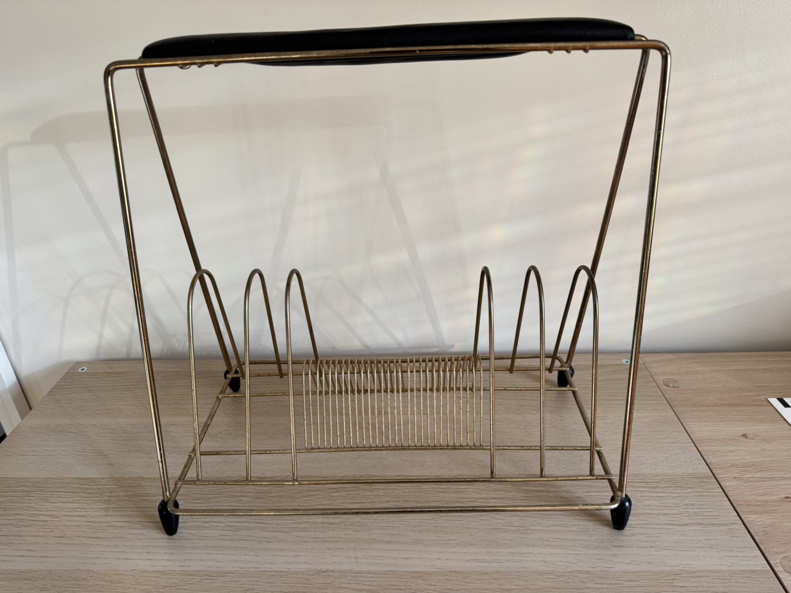 Brass Metal Atomic/Sputnik Record Vinyl Rack Mid Century C1960’s Large Vintage