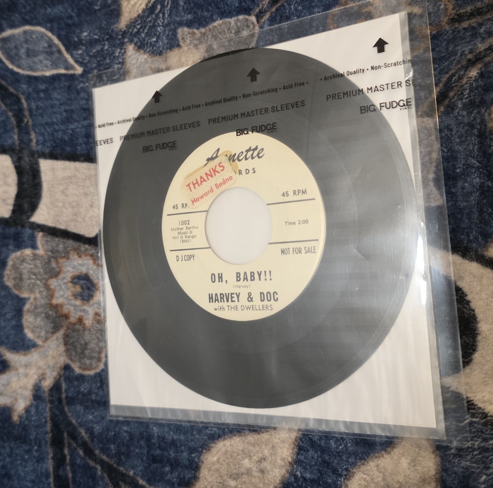 Listen HARVEY & DOC (Phil Spector) 45 Oh, Baby Annette 1002 PROMO Bedno Stamp