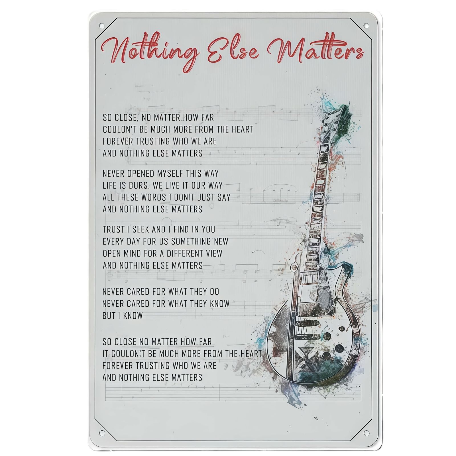 Vintage Art Nothing Else Matters Lyrics Tin Metal Signs Home Décor 8x12