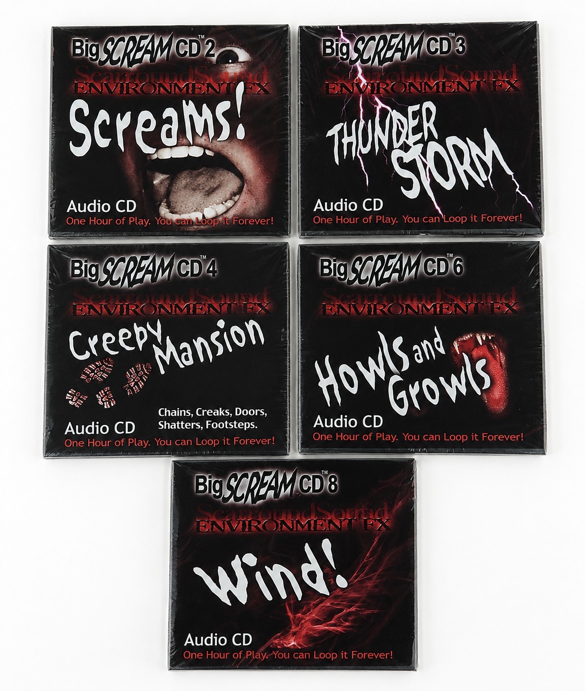 BIG SCREAM ENVIRONMENT FX VOL 2-4, 6 & 8 - CD LOT  5 CDs HALLOWEEN HORROR FILM