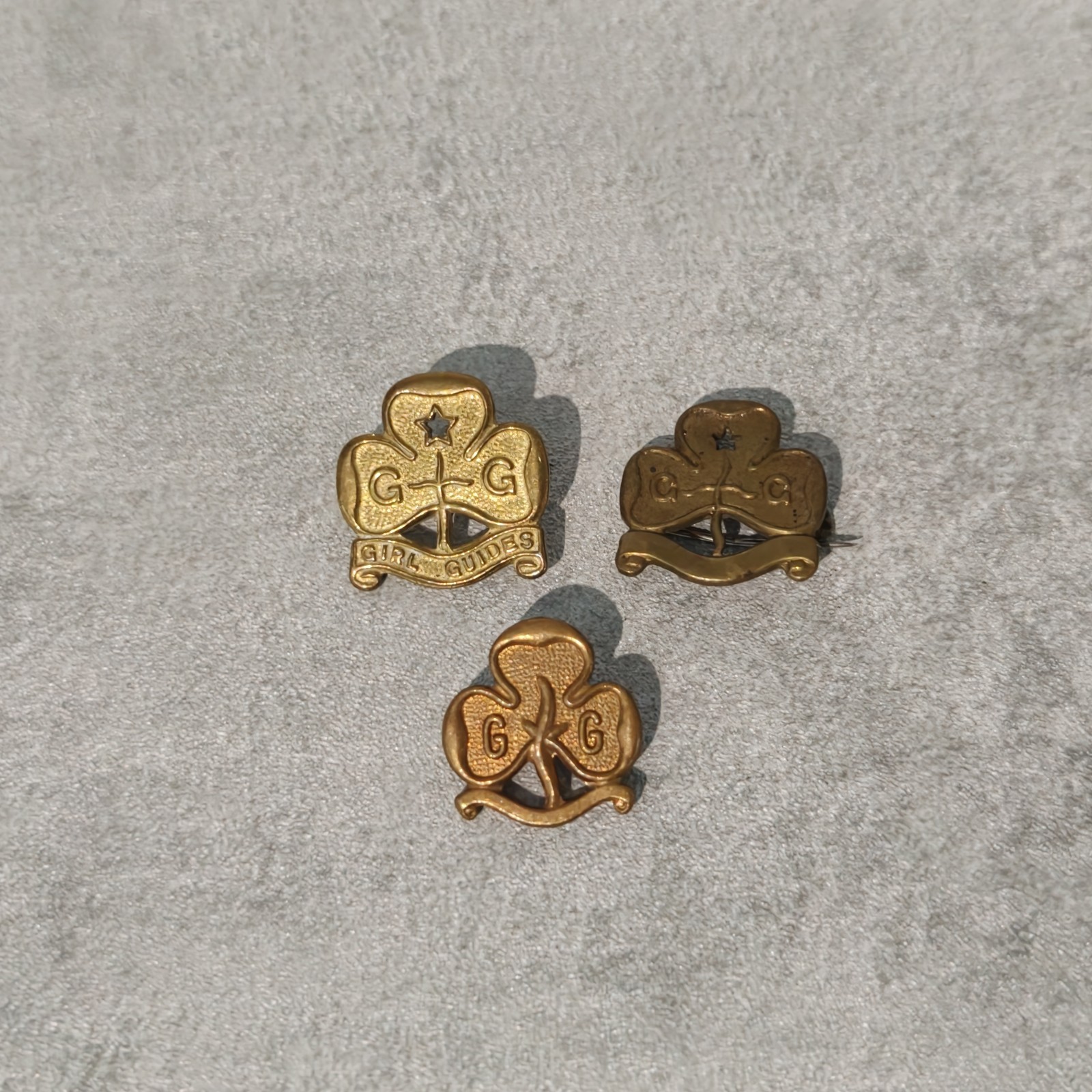 Authentic Original Brass Girls Guide Badge x3