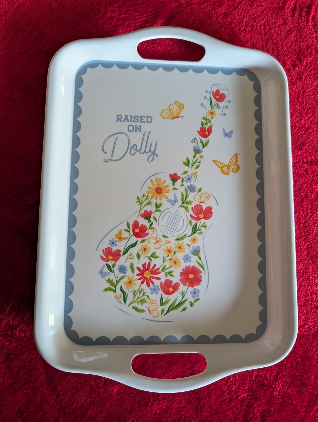Dolly Parton Raised on Dolly Serving Tray 11.5x16 Flower Guitar Design NEW