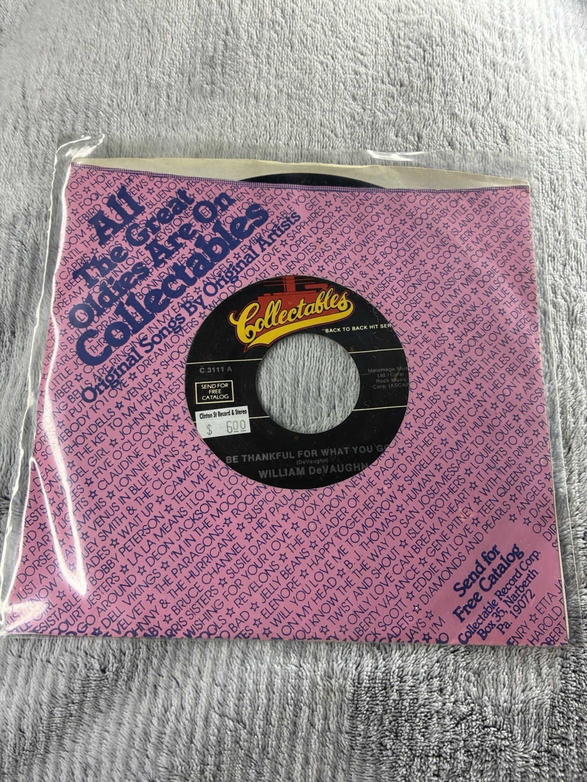 William Devaughn Be Thankful for What You Got Vinyl Record 7inch 45 RPM