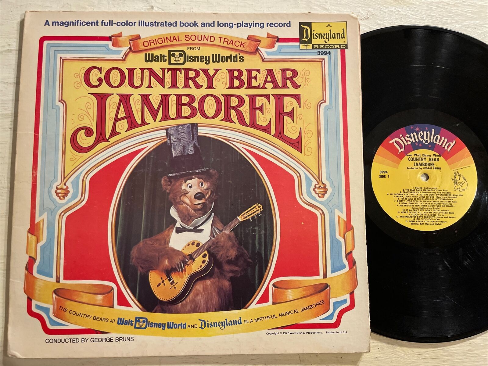 RARE Walt Disney World Country Bear Jamboree OST LP Disneyland + Book FAIR