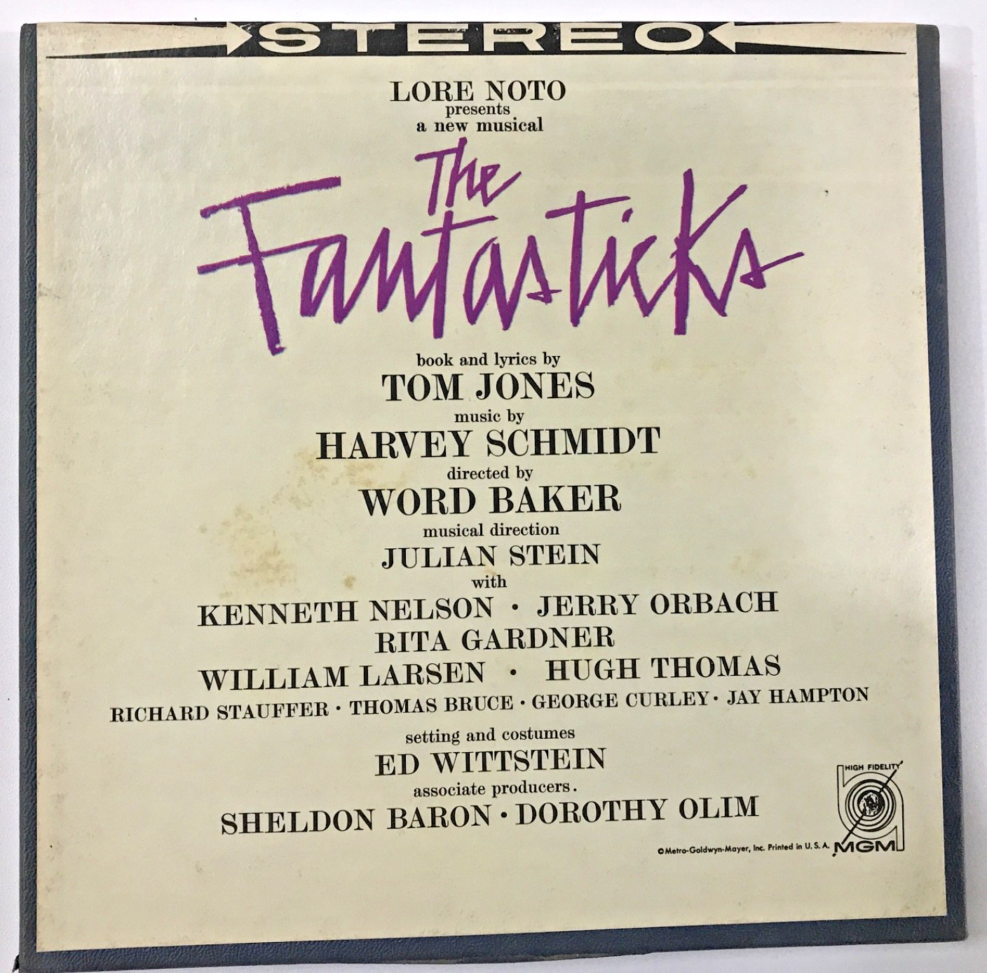 RARE  7-1/2ips  The Fantasticks  Jerry Orbach   Reel Tape