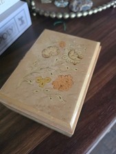Vintage Reuge Swiss Music Box Jewelry Box Birdseye Maple Floral Inlay Always on picture