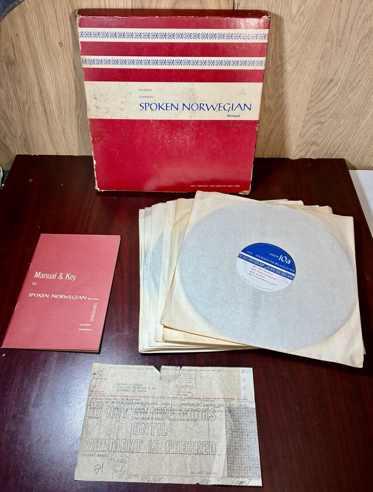 Spoken Norwegian (Revised) 10-LP Vinyl Box Set w/ Manual & Original 1968 Receipt