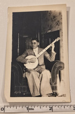 Vintage Photo Man Playing Tenor Banjo Suit Unionville Missouri Studio 1920s picture