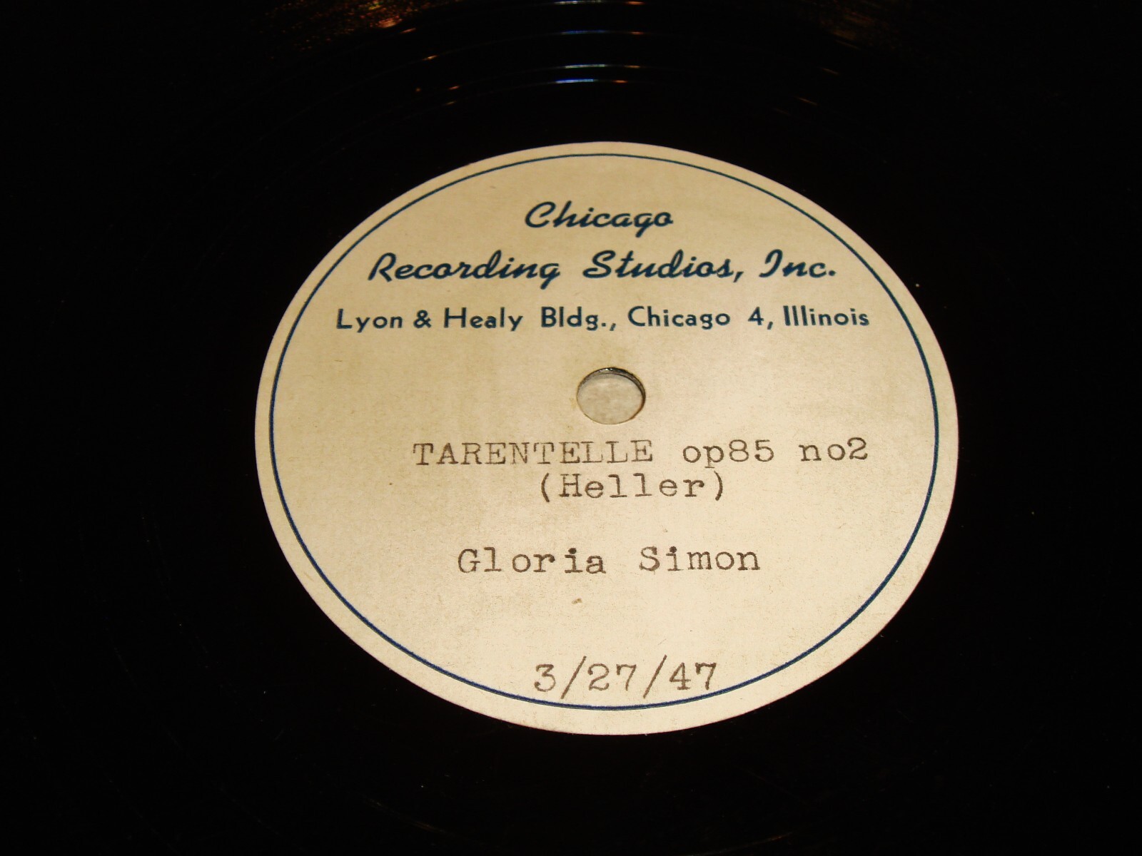 1947 *RARE* GLORIA SIMON  Chicago Record 78 RPM first recording  Mazurka Chopin