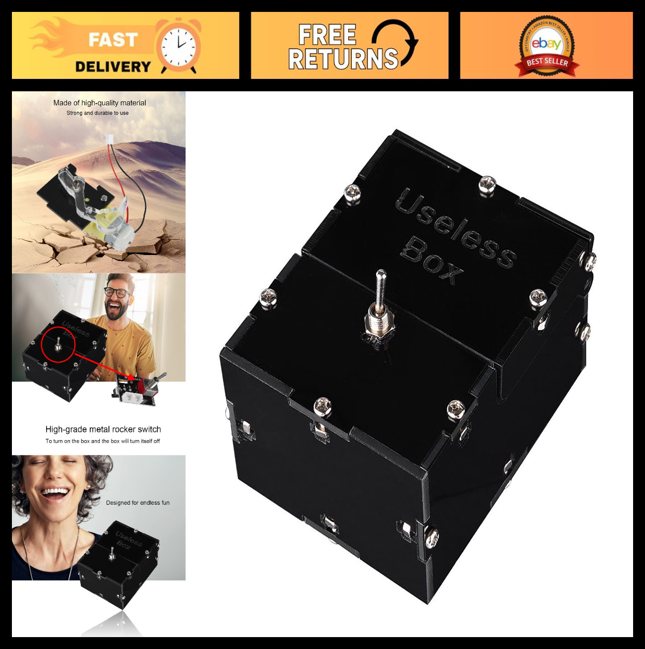Automatic Leave Me Alone Machine - Useless Box, Novelty Prank Gadget for Desk De