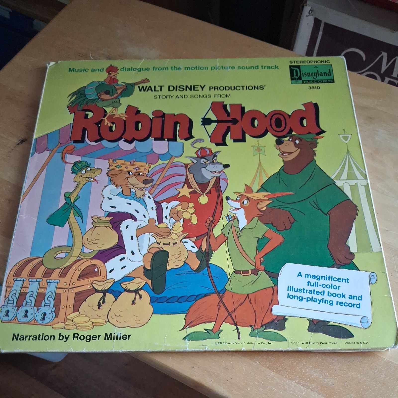 Vintage 1973 Disney Robin Hood Story and Songs Vinyl Record Disneyland 3810