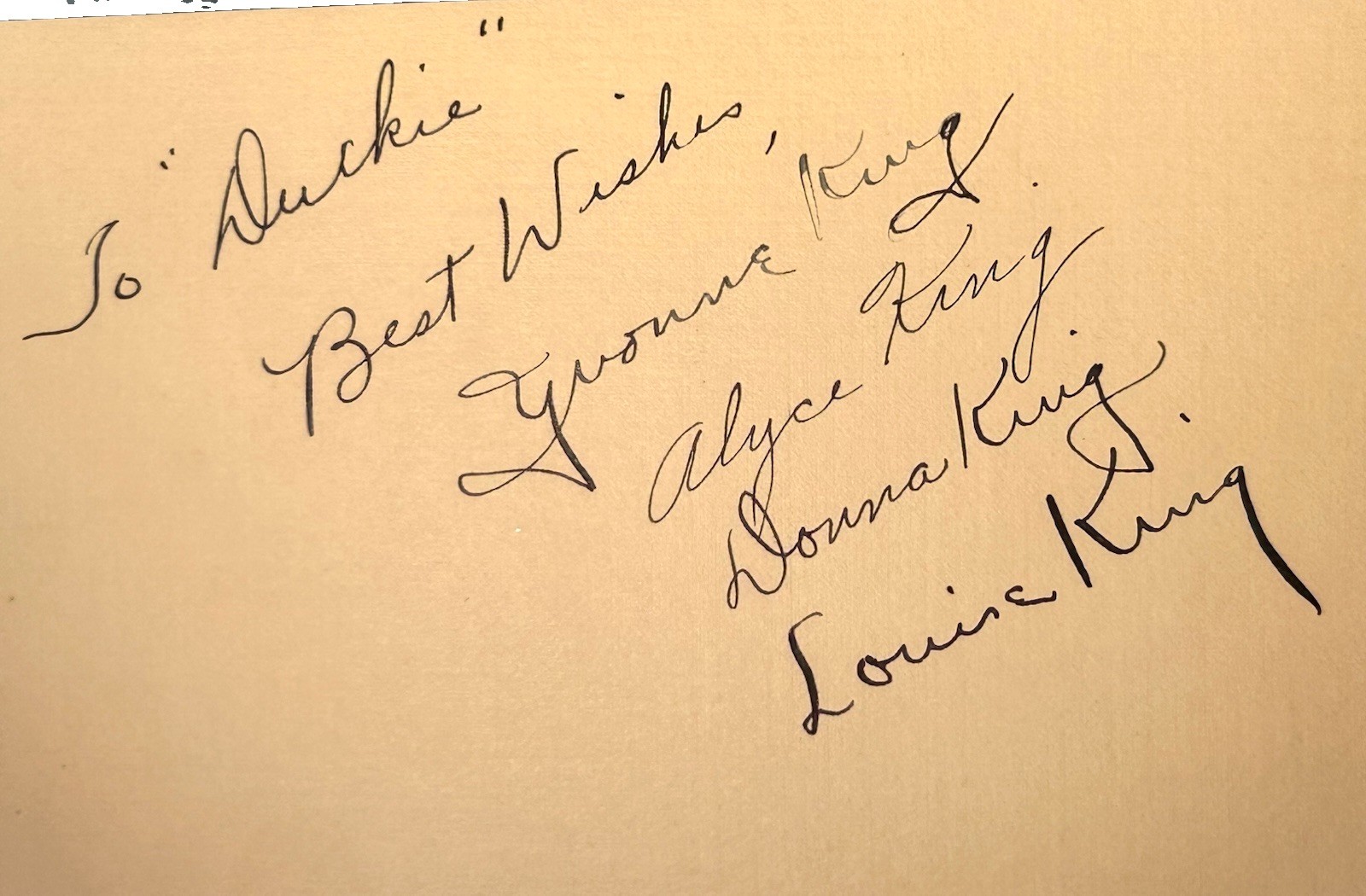 King Sisters All 4 Signed Vintage Autograph Index Card Alyce Donna Yvonne Louise