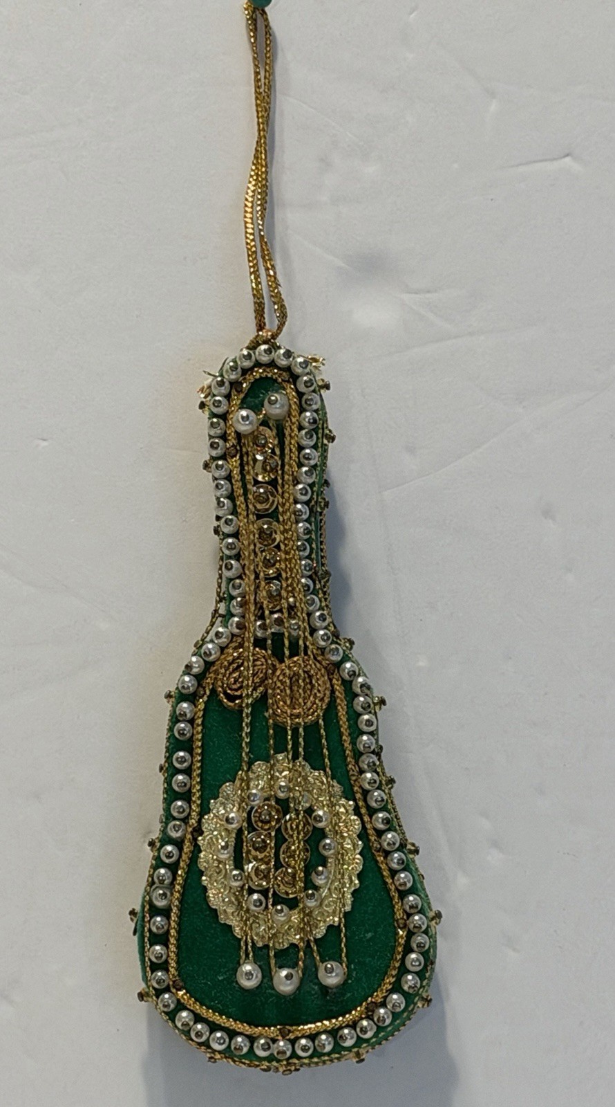Vintage Guitar Push Pin Beads and Sequins Ornament, 1960's