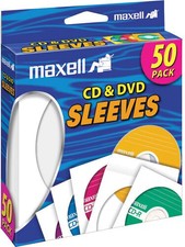 Maxell 190135 CD-400 CD/DVD Paper Sleeves With Clear Window 50 Pack (White) [New picture