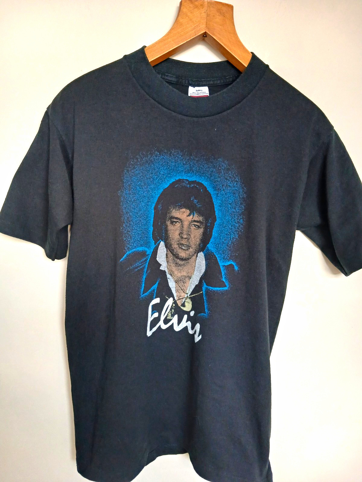 BELTON Elvis Presley Black T-Shirt  Vintage Single stitch Made in USA Size S