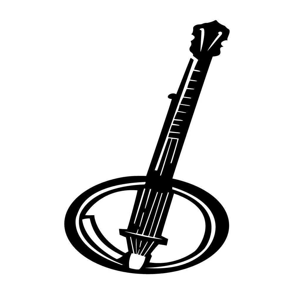 Banjo Country Music Decal Sticker Black Die Cut Vinyl