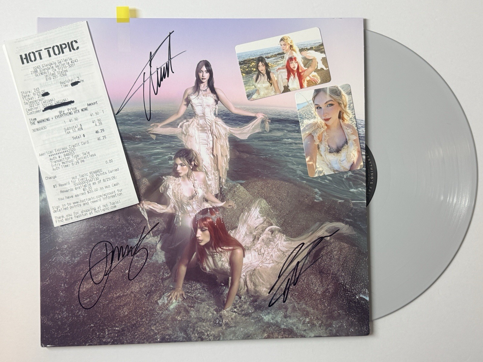 The Warning SIGNED on Cover Everything’s Falling  Stone Colored Vinyl