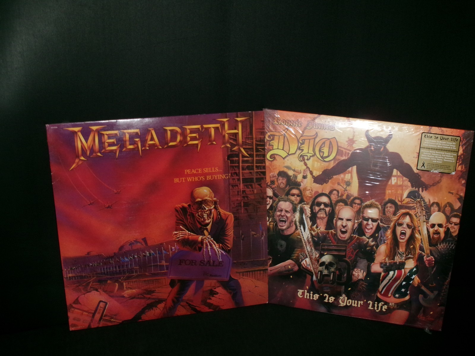 HEAVY METAL vinyl LOT xc2 MEGADETH Peace Sells 1986 + DIO This Is Your Life 2LP