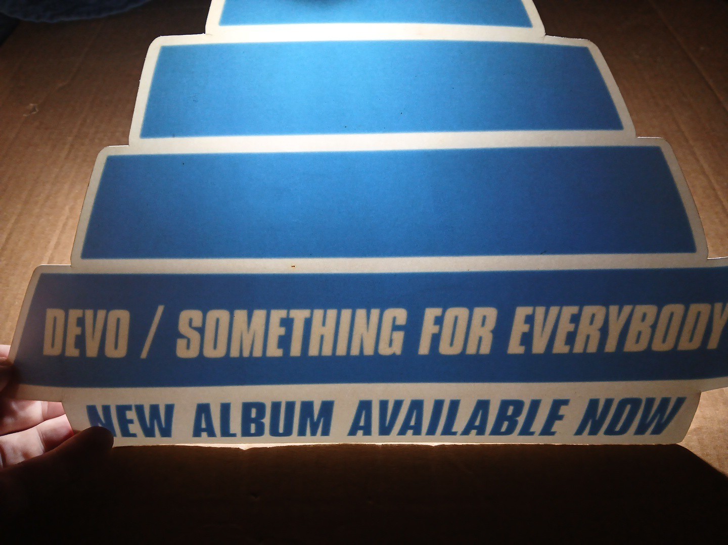 PROMO  DEVO : 'SOMETHING FOR EVERYBODY' ALBUM VINYL STICKER UNUSED FOR CAR 