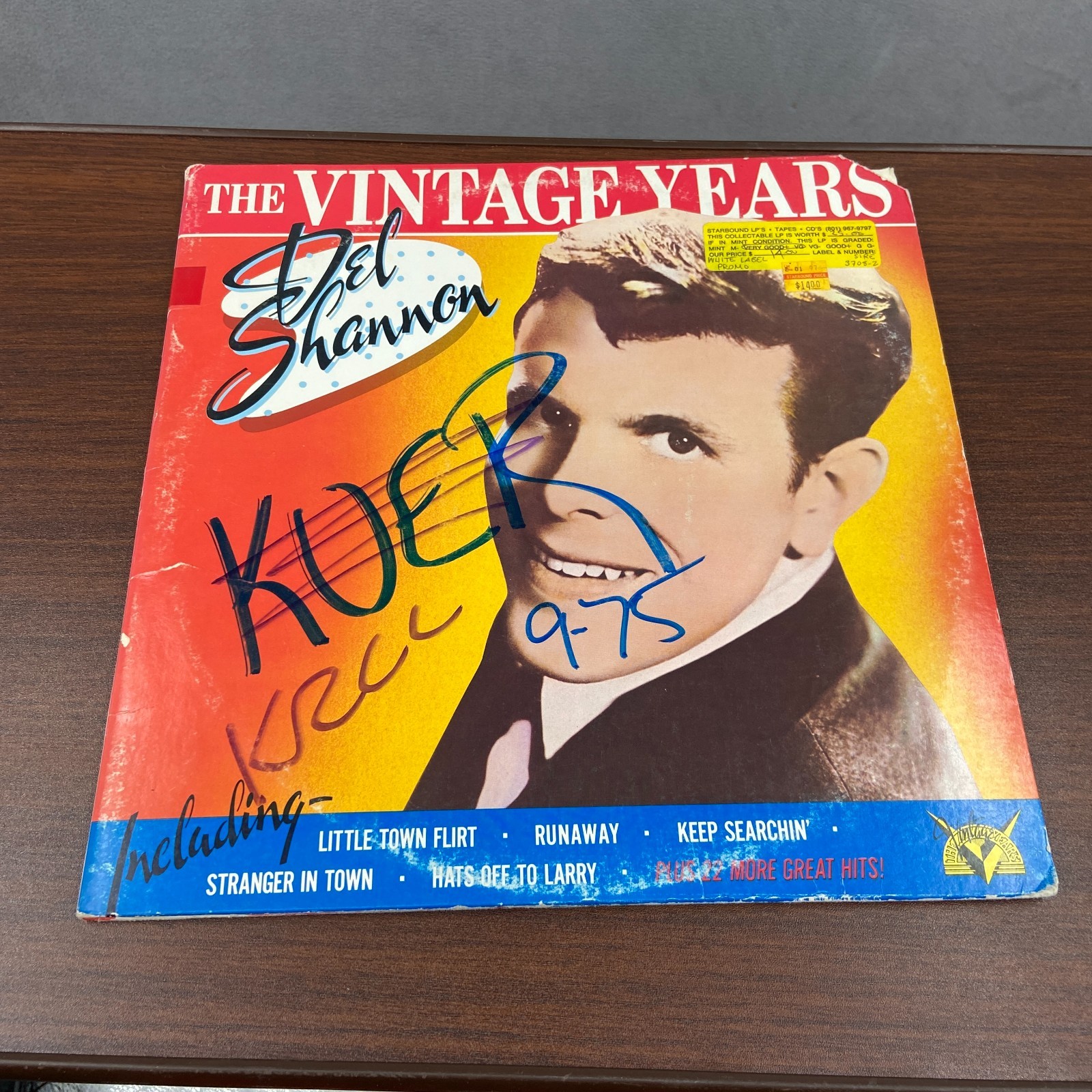 Del Shannon The Vintage Years 2 Vinyl LP Album 1975 Sire Records Signed Pop Rock