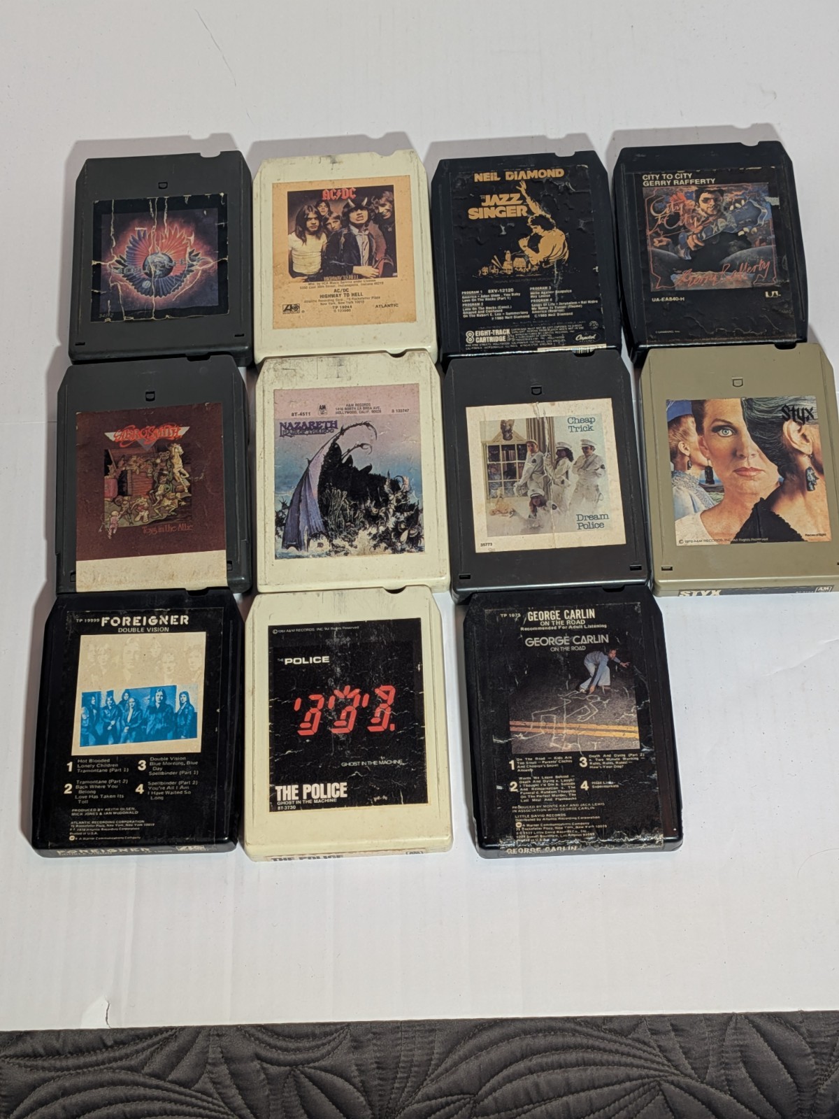 Lot of 11 Vintage 8 Track Tapes AC/DC Journey Aerosmith Styx Foreigner Police