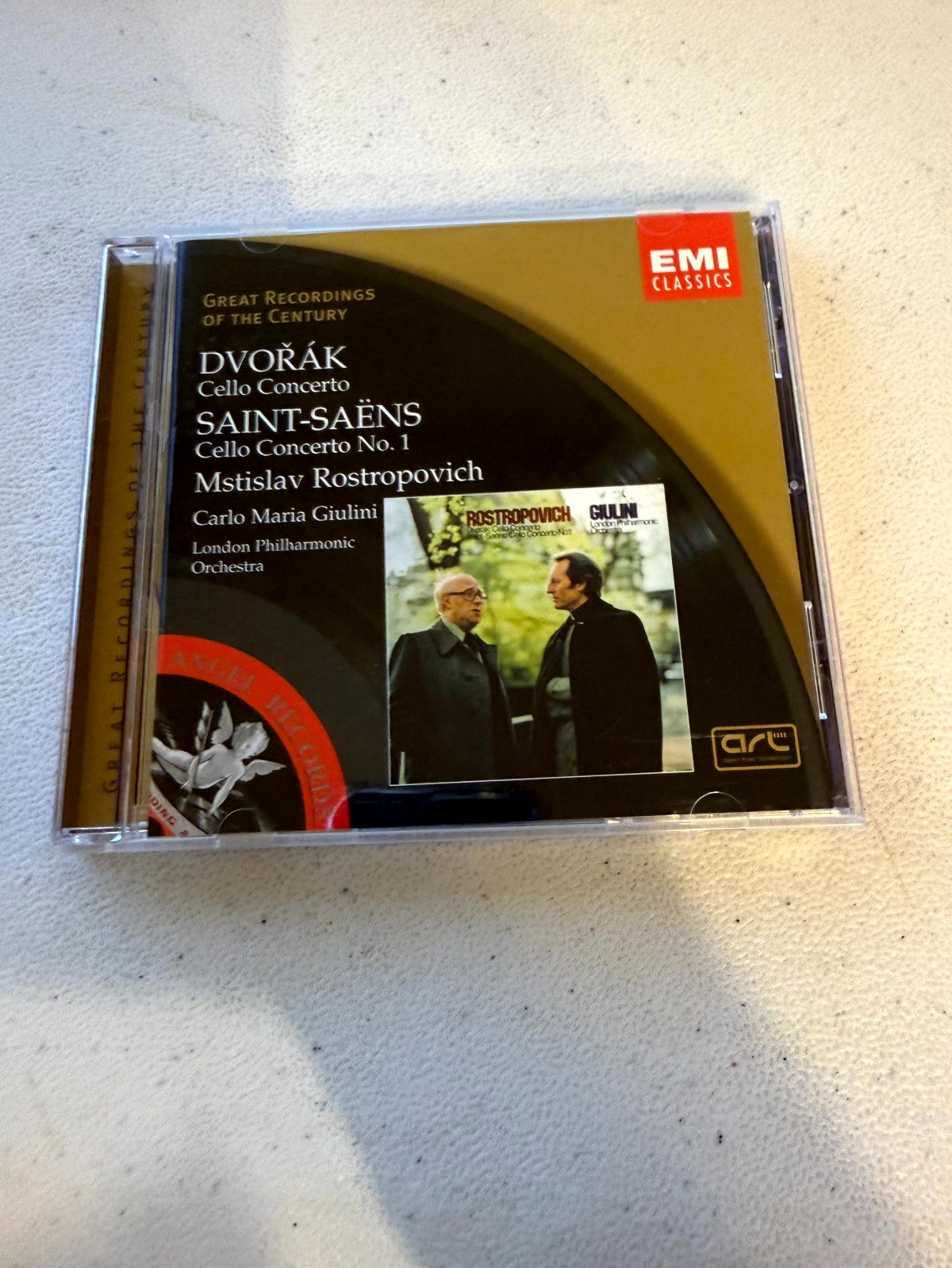 Dvorak Saint-Saens Cello Concertos CD Rostropovich Giulini EMI Great Recordings