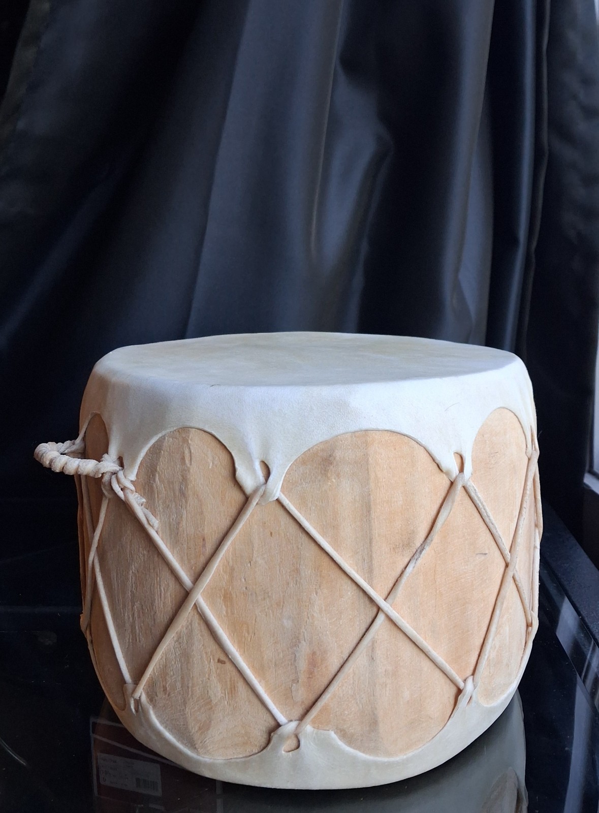 Vintage Native American Rawhide Stretched Leather Double Sided Indian Drum
