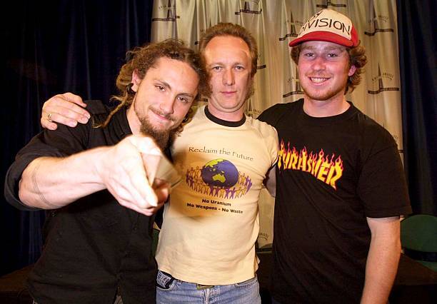 The John Butler Trio in the awards room backstage at the 15th Ann - Old Photo