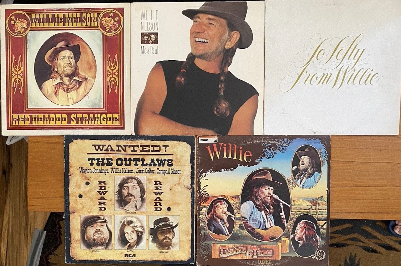 Willie Nelson 5 LPs: Before His Time, Outlaws, To Lefty, Red Headed, Me & Paul