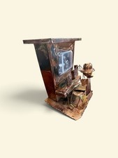 Vintage Saloon Piano Man Copper Brass Art Music Box Made in Hong Kong Works picture
