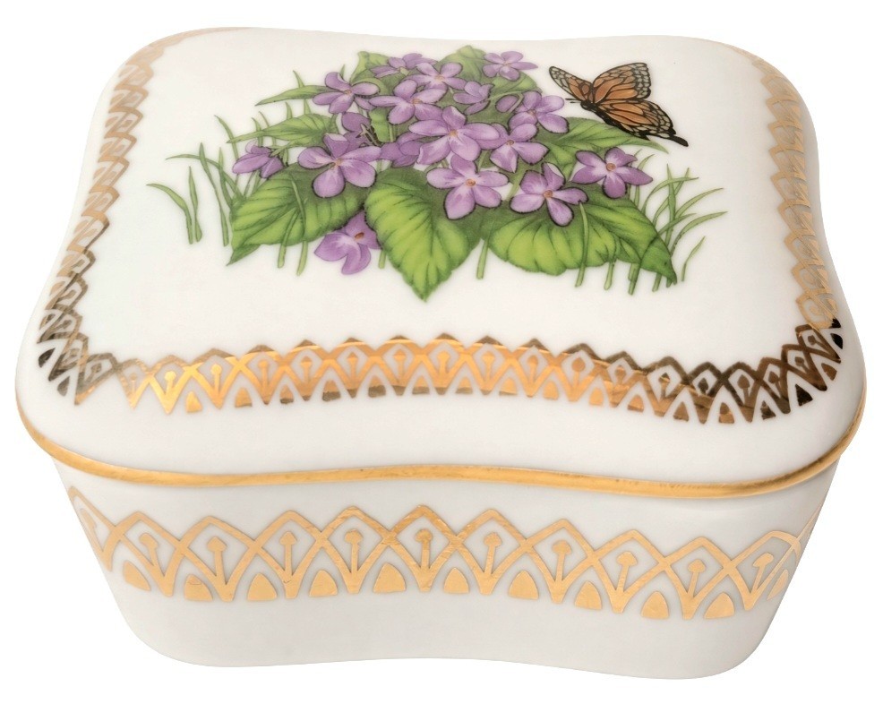Vtg 1989 Heritage House Porcelain Music Box Violets Lara's Theme Japan Works