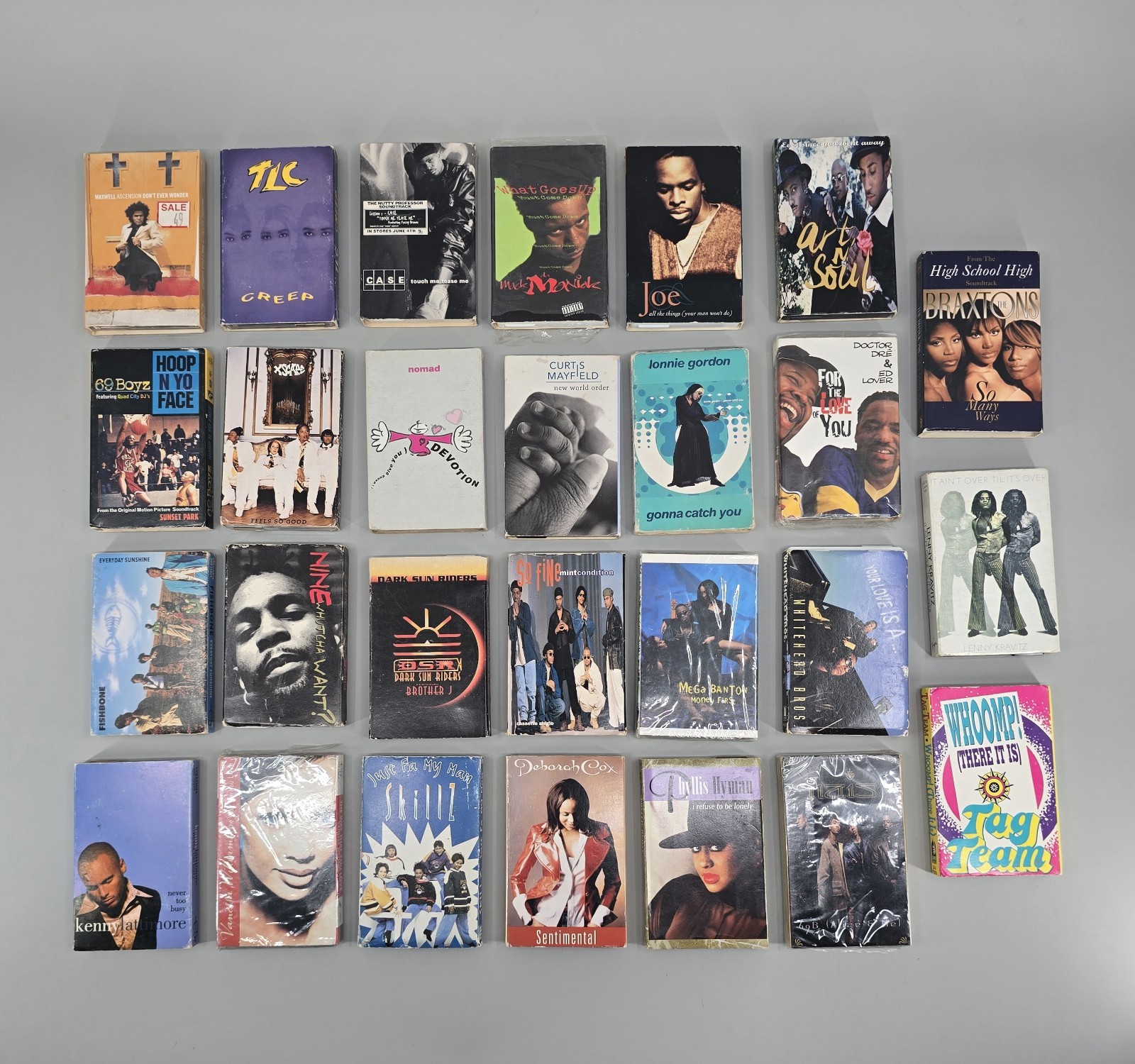 Vintage 1990s R&B Soul Hip Hop Cassette Singles Lot Maxwell TLC Kravitz More