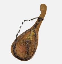 Antique Dresden German Guitar CANDY Container? Tinsel Die Cut Scrap Ornament picture