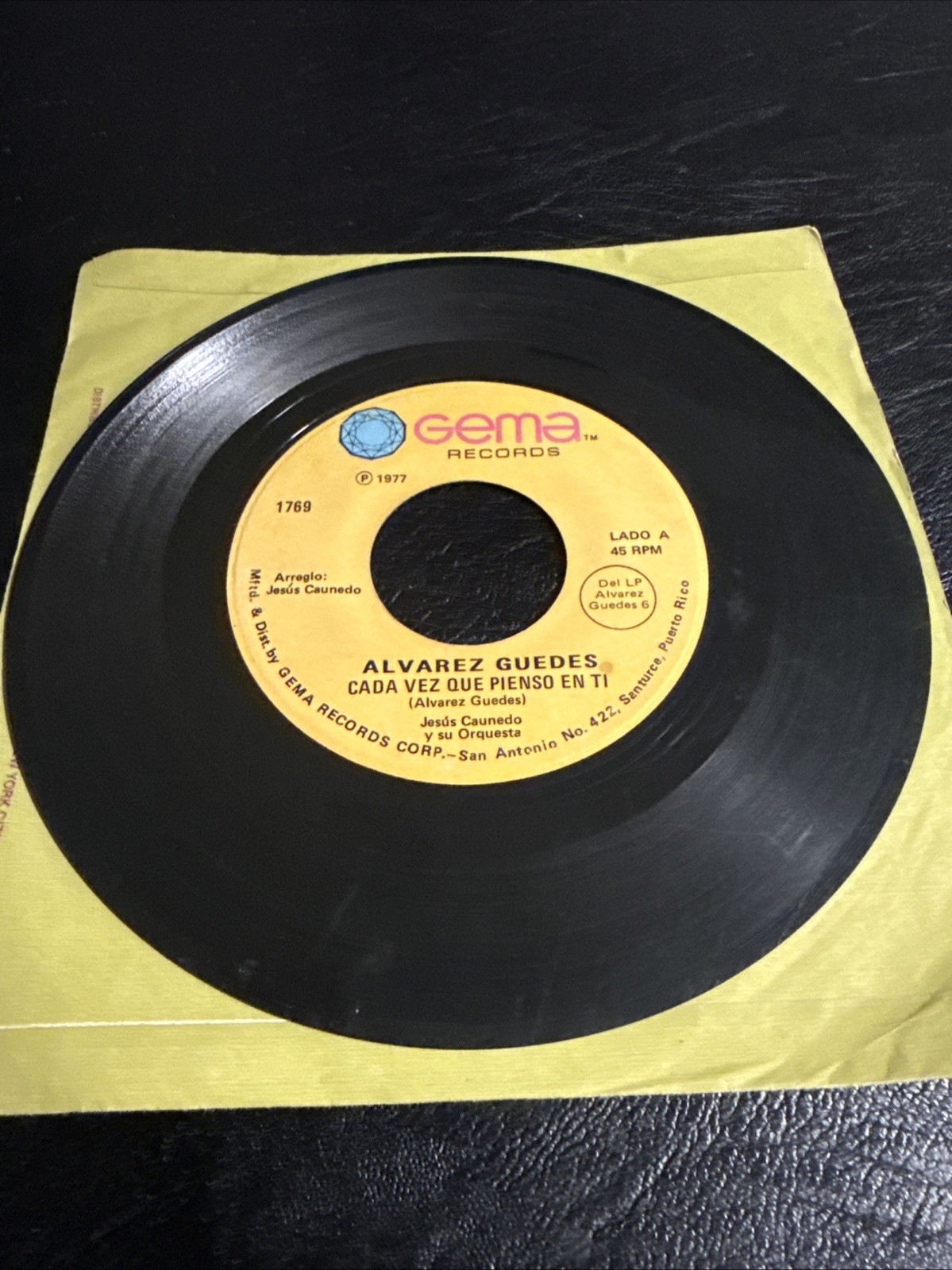 Alvarez Guedes Cada Vez Que Pienso En Ti Gema 1769 Puerto Rico Latin 45 1977