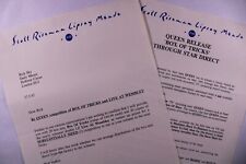 Queen Freddie Mercury Press Release + Letter  to Rick Sky Re Box Of Tricks 1992 picture