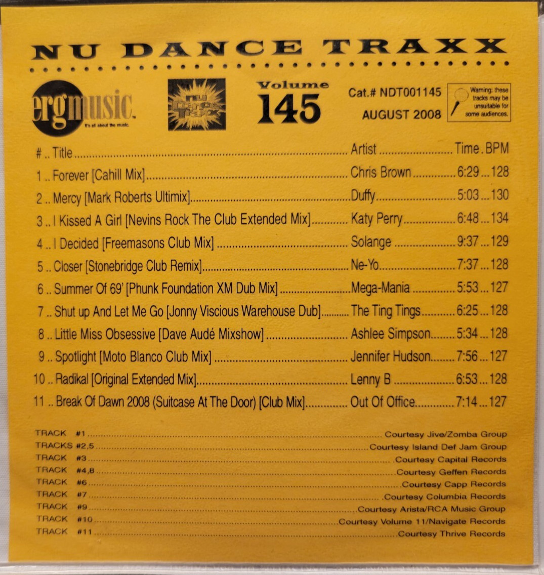 ERG Dance traxx 145, cd, 2008, Chris Brown, Katy Perry, Ne-Yo, Jennifer Hudson