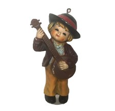 Anri Style Boy with Banjo Hat Vintage Christmas Ornament Japan 3