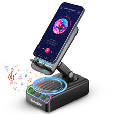 Adjustable Cell Phone Stand with Wireless Induction Bluetooth Elegant Black picture