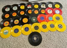 Lot Of 30 Vtg Kids 45 Rpm Vinyl Records Disney Peter Pan Kiddie Koncert Cricket picture