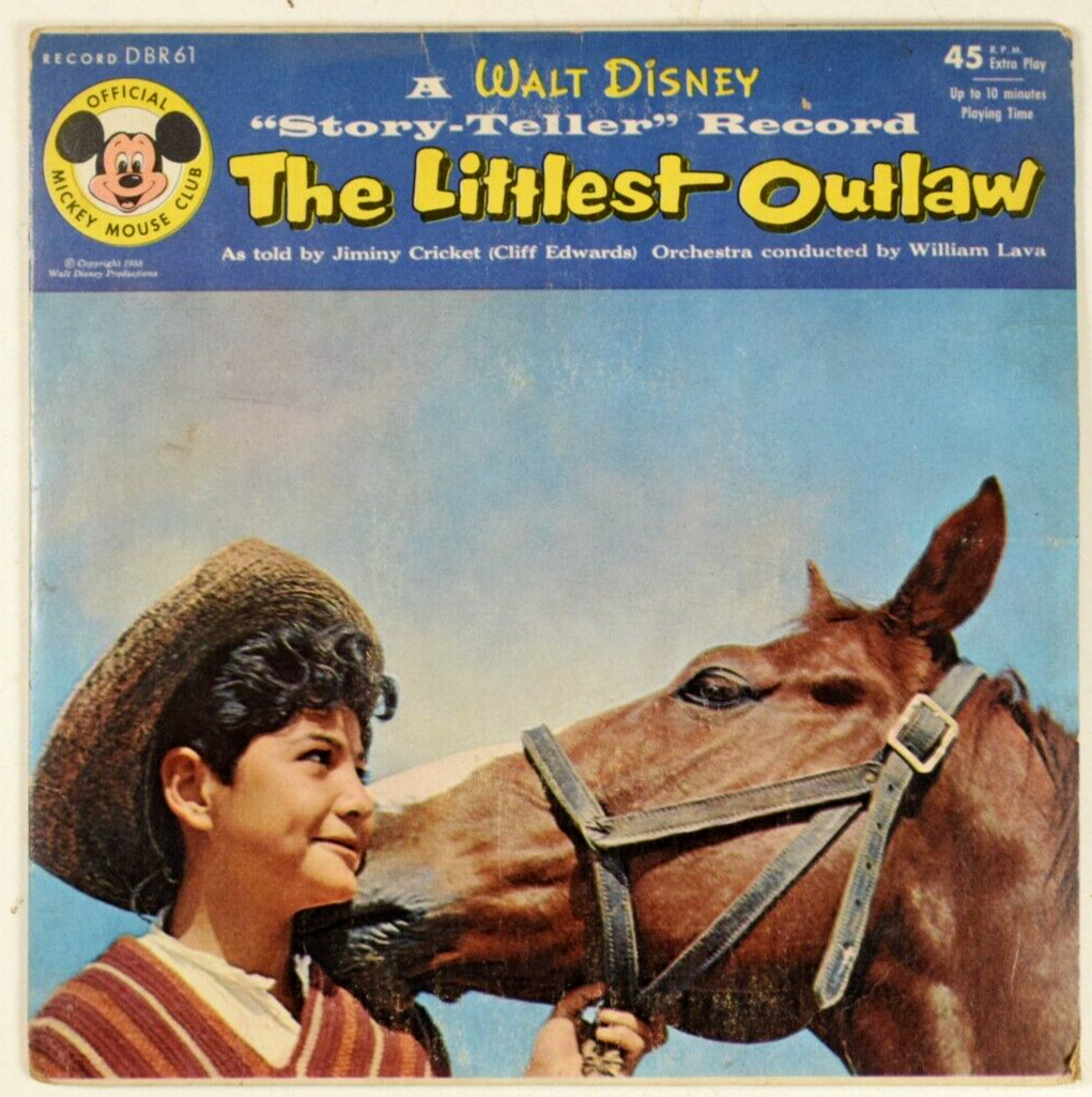 1955 Walt Disney The Littlest Outlaw Movie Record EP w/ PS 45 RPM T1