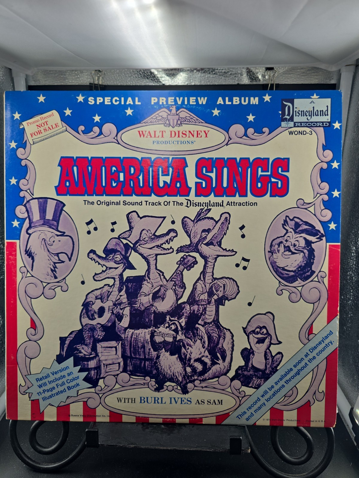MEGA RARE 1974 Special Preview Album Walt Disney America Sings WOND-3 PROMO
