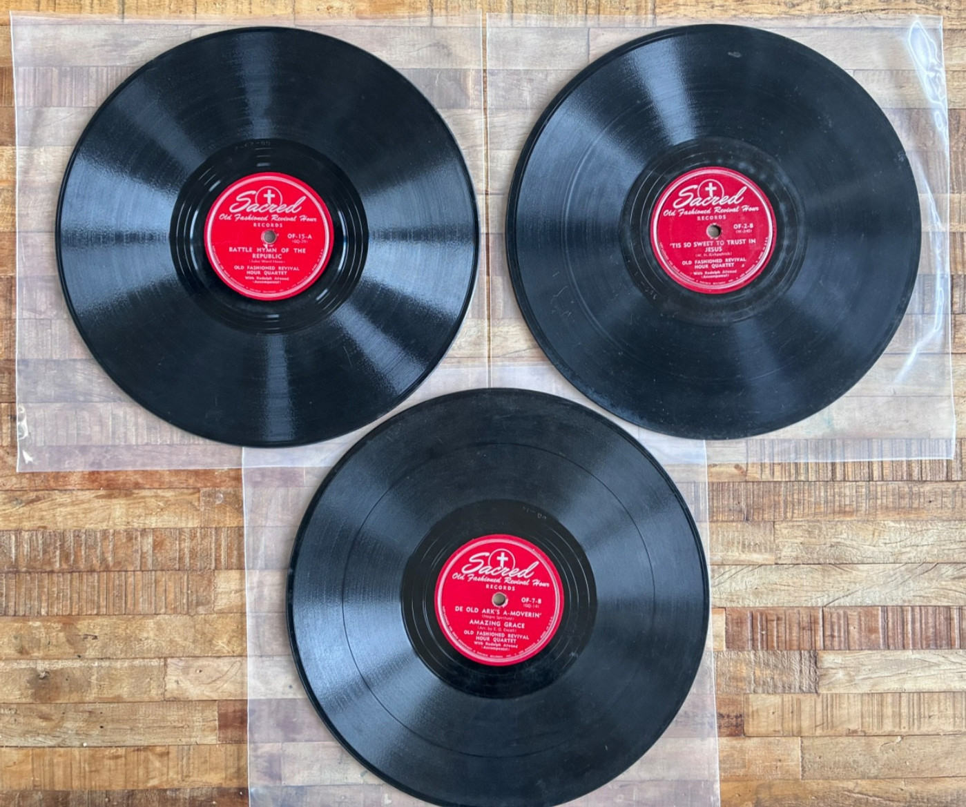 3 Old Fashioned Revival Hour Quartet Sacred 78 RPM Gospel Records Lot