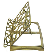 Vintage Ornate Brass Retractable Adjustable Folding Book Music Holder Stand 48oz picture