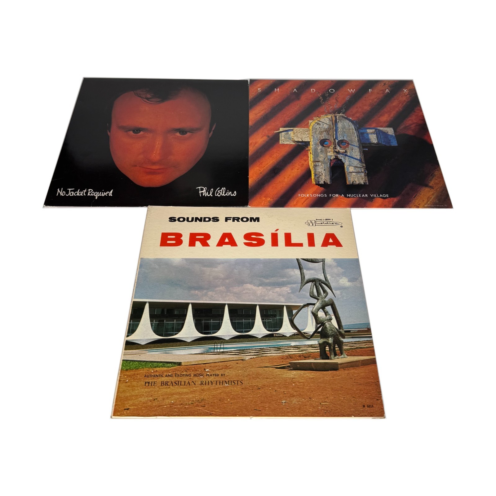 Lot of 3 Vintage New Age World Vinyl LPs Phil Collins Shadowfax Sounds Brasilia