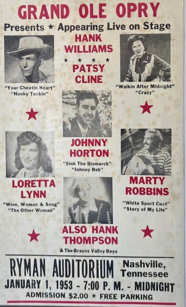 Grand Ole Opry - Ryman Auditorium -  Advertisement/Poster - January 1, 1953