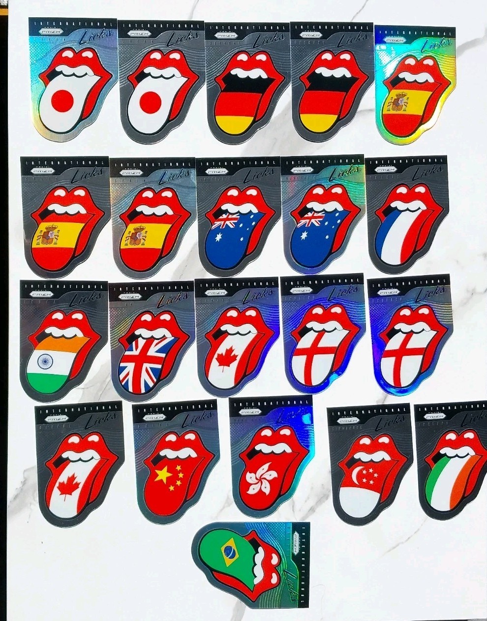 2025 PANINI PRIZM THE ROLLING STONES INTERNATIONAL LICKS 21  CARD LOT