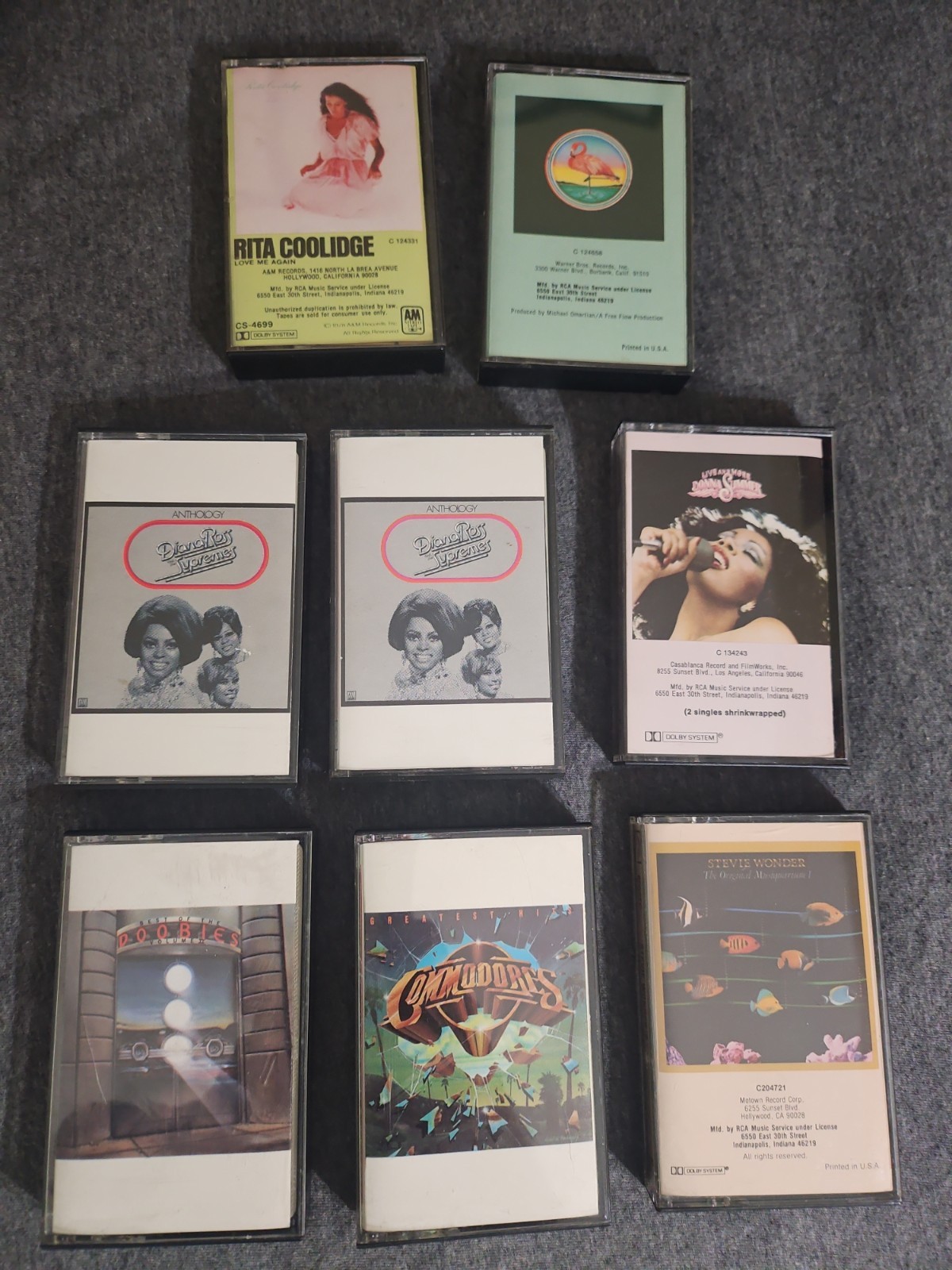 Vintage 8 Cassette Tape Lot - Rock, Pop, Soul, R&B Commodores, Diana Ross WONDER