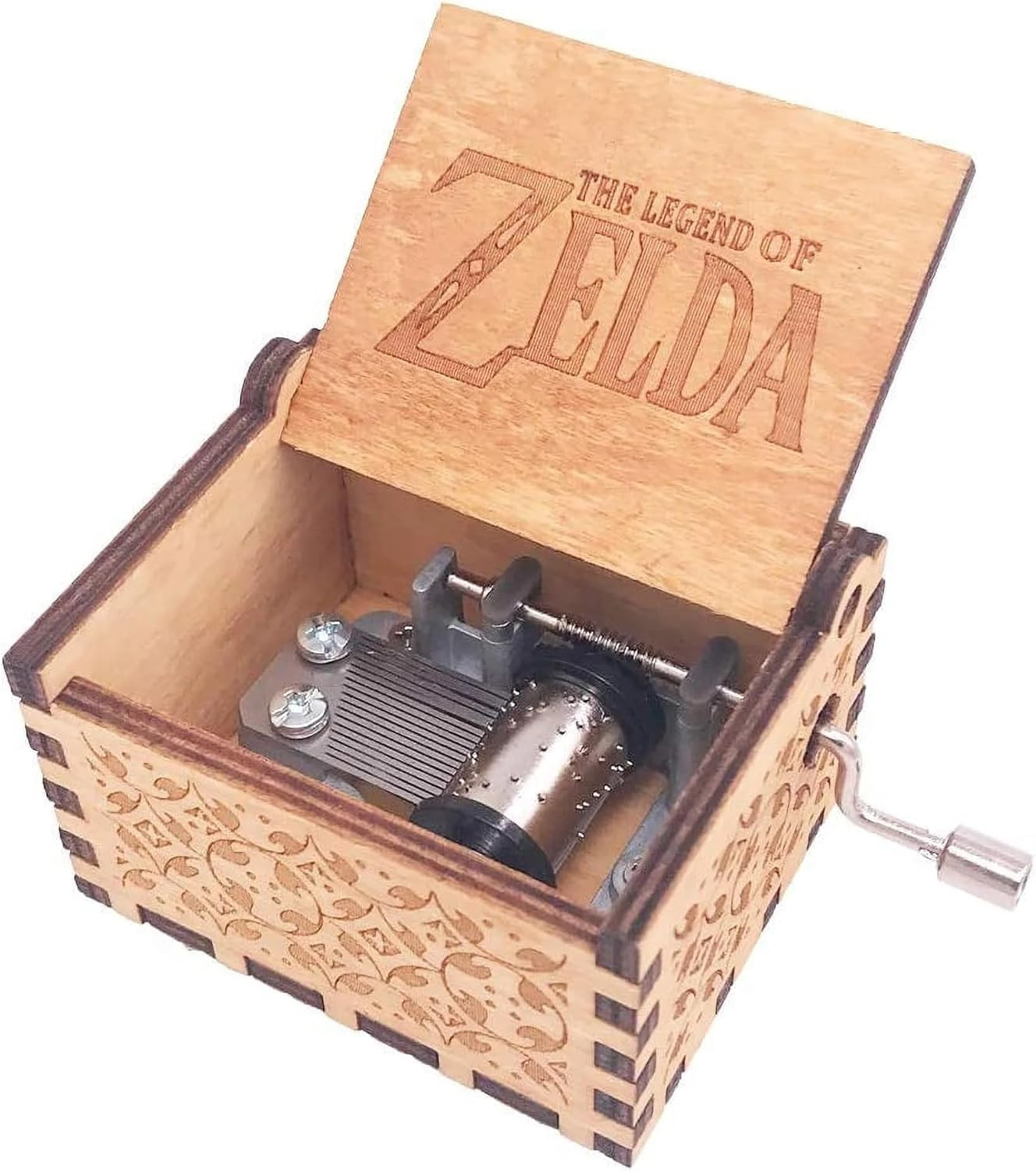 Music Box Hand Crank Musical Box Antique Engraved Carved Crafts,Play Song of Sto