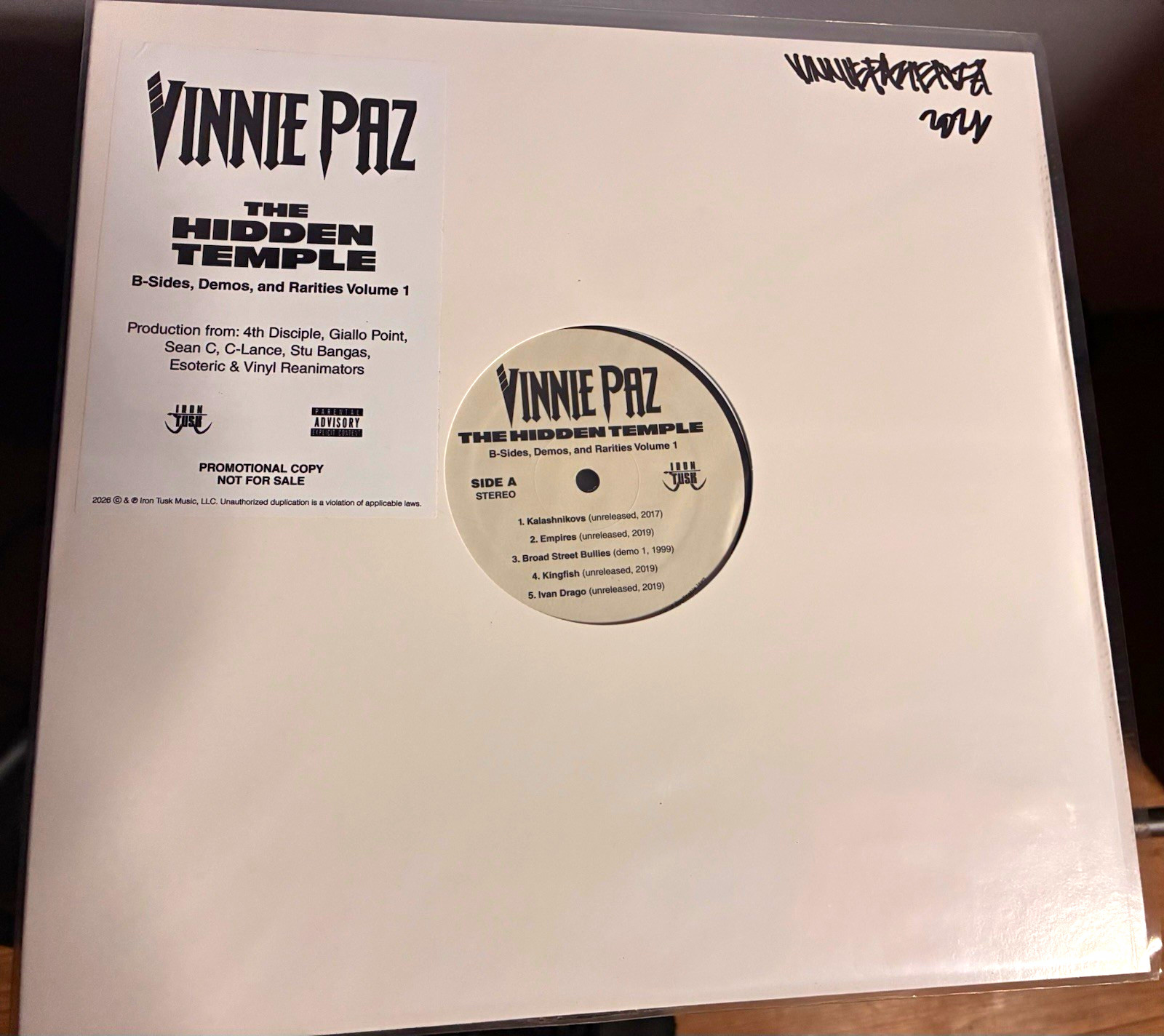 Vinnie Paz The Hidden Temple autographed Vinyl LP 2026. Jedi mind tricks RARE