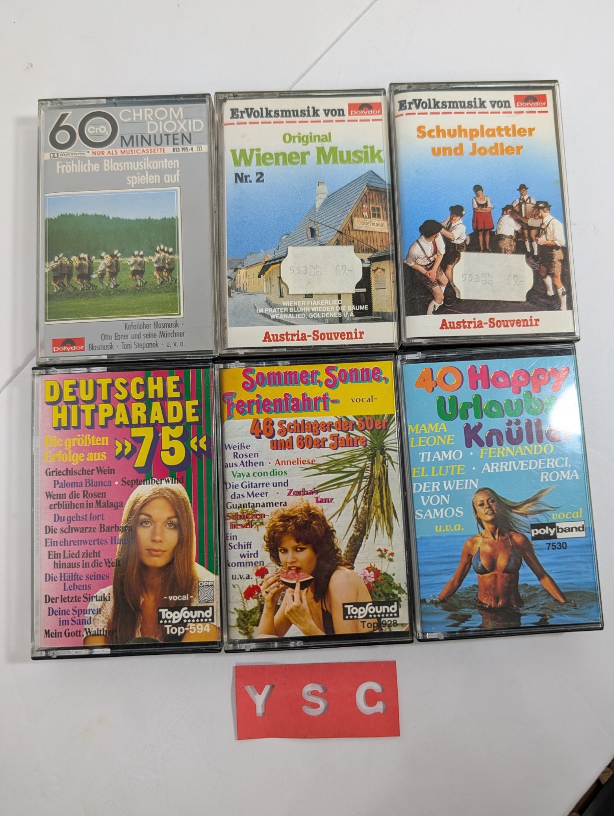 (6) TESTED Vintage German Music Cassette Tapes Lot Folk Schlager Yodel Pop Lot